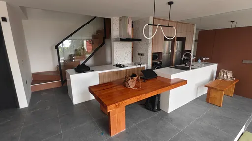 Modern kitchen with wooden furniture