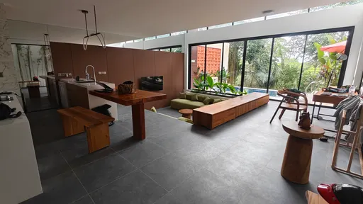 Modern living space with large windows